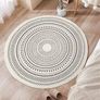 FREE P&P Round Rug Bohemian 4ft Circle Area Rug Cotton Rugs with Geometric Pattern Printed Hand Woven Circle Carpet with Tassels Indoor Floor Mat for Home Kitchen Living Room Bedroom Image 4