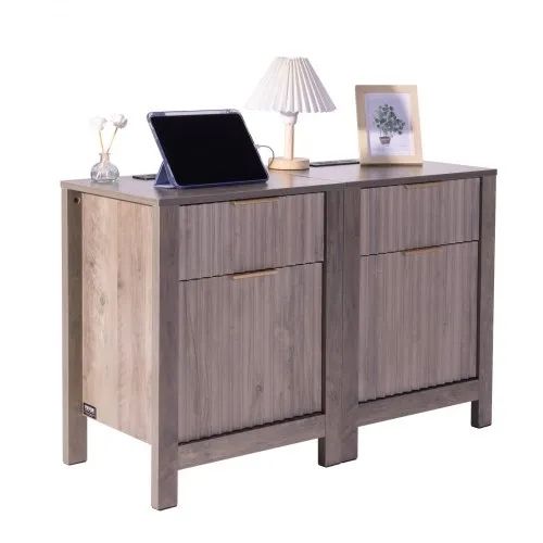 Farmhouse End Table, Set of 2, Square Night Stand with USB Ports and Outlets, 3 Tiers End Table Side Table with Storage Cabinet and 2 Drawers
