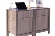 Farmhouse End Table, Set of 2, Square Night Stand with USB Ports and Outlets, 3 Tiers End Table Side Table with Storage Cabinet and 2 Drawers