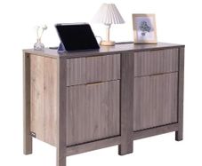 Farmhouse End Table, Set of 2, Square Night Stand with USB Ports and Outlets, 3 Tiers End Table Side Table with Storage Cabinet and 2 Drawers