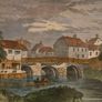 Antique coloured etching "Old Bow Bridge" framed Image 4