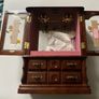 jewellery box Vintage Wooden Wardrobe Jewelry Armoire Box Floral Glass Double Doors & 5 Drawers Image 4