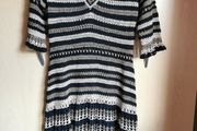 Karen Millen Knitted A-line Crochet Striped Dress UK 12