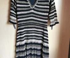 Karen Millen Knitted A-line Crochet Striped Dress UK 12