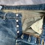 Levis 501 Original Button Fly Jeans W34 L26 - Distressed Ripped Cropped Blue Image 8