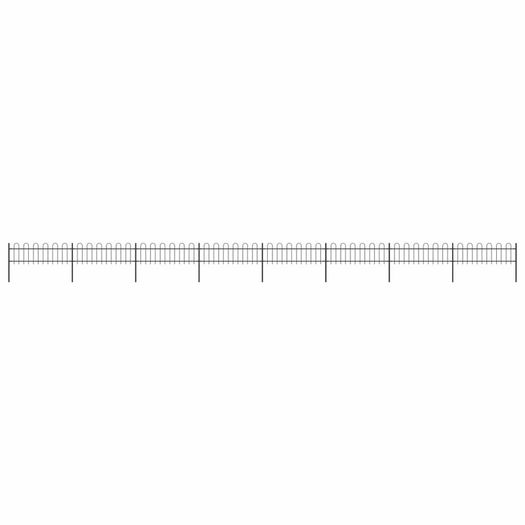 Garden Fence with Hoop Top Steel 13.6x0.6 m Black