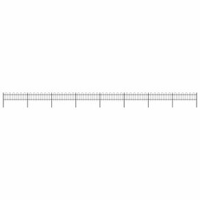 Garden Fence with Hoop Top Steel 13.6x0.6 m Black