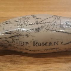 Vintage Scrimshaw Whale Tooth Carving