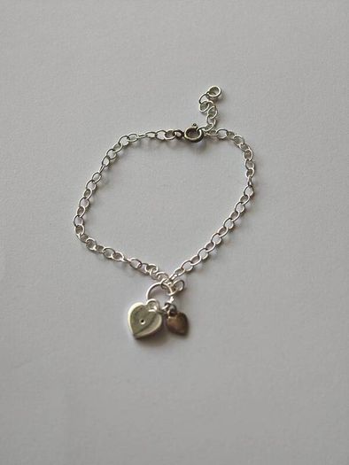 925 Stamped Silver Heart Charm Bracelet