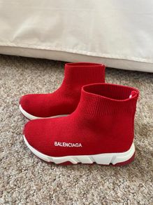 Red & White material Booties - 2 pics