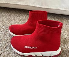 Red & White material Booties - 2 pics