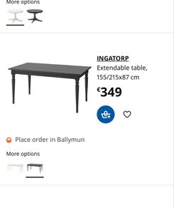 INGATORP Extendable table, black