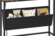 Console Table with Power Outlet and Pouch, Narrow Behind Sofa Table 100 cm Slim Console Table with Charging Station and Adjustable Oxford Pouch, Hallway Table for Entryway, Living Room, Bedroom