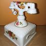 Vintage Porcelain  "Cottage Rose" Telephone Miniature Image 2