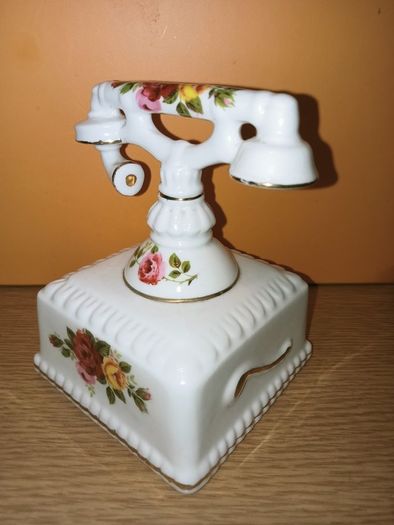 Vintage Porcelain  "Cottage Rose" Telephone Miniature