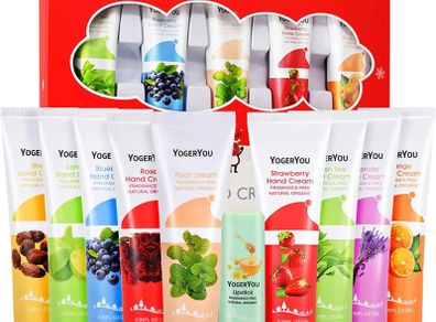 Hand Cream Gift Set,10 Packs w/Lips Balm&Foot Creams,Travel Size Mini for Very Dry Hands,Unique Christmas Stocking Fillers Birthday Valentines Day Gifts for Women Her Mum Wife Girlfriend Teacher (FREE POSTAGE)