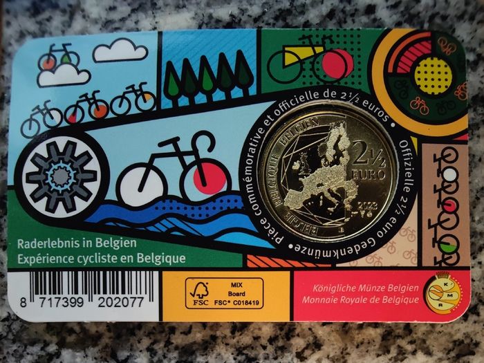 Belgium 2.5 Euro Base Metals Brilliant Uncirculated Coin 2023 - Cycling experience in Belgium - Belgian Coincard Catalogue