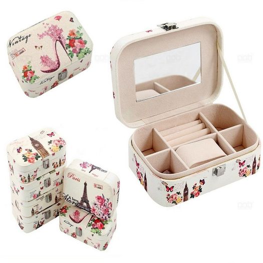 Jewellery Box Display Showcase Tidy Cosmetic Case with Mirror Storage Organizer #6