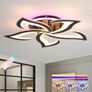 LED Ceiling Light Dimmable, 50W Flush Ceiling Lights with Remote Control,Petals Chandeliers Ceiling Lamp for Bedroom Living Room Kitchen Game Room,3000-6000k, Black Image 7