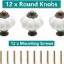 12 Pack Ceramic Door Knobs White Drawer Knobs, Pumpkin Ceramic Knobs Vintage Cupboard Knobs with Mounting Screws, Antique Wardrobe Pull Handles Kitchen Cabinet Knobs for Dresser Image 4