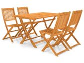 5 Piece Folding Garden Dining Set Solid Acacia Wood