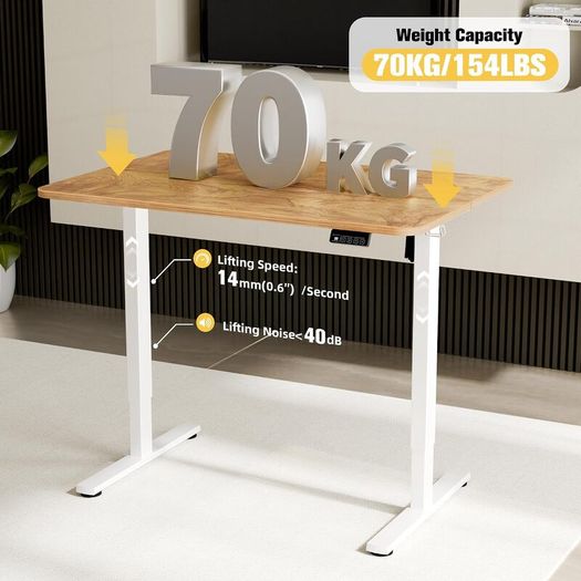 Height Adjustable Electric Standing Desk Frame,Two-Stage,Lifts 73-118cm, Memory Smart Panel & Hooks