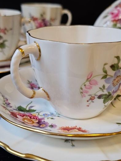 Vintage Royal Crown Derby China "Derby Posies" Bone China Tea Set