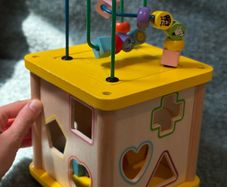 baby wooden shape sorter and activity cube