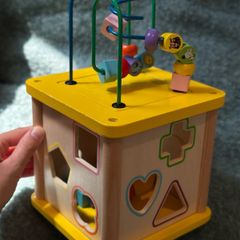 baby wooden shape sorter and activity cube