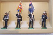 Vintage - Britains Metal Models Set 7201 - Hand Painted - Royal Marine Colour Party - Boxed