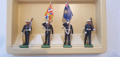 Vintage - Britains Metal Models Set 7201 - Hand Painted - Royal Marine Colour Party - Boxed