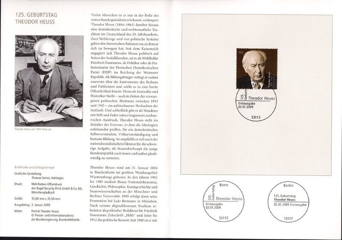 2009 Bundes Republic Deutschland (Germany) Federal Annual Stamp EFT Collection 2009 with 43 images of contents