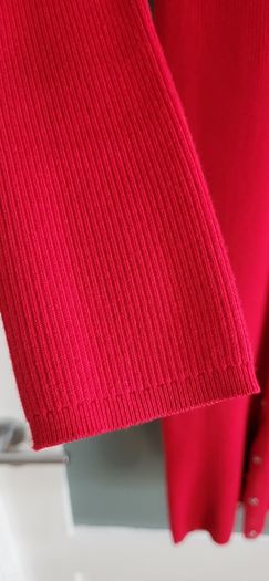 KAREN MILLEN Red Ribbed Knit Silver Studded Midi Sz M (Fit 8-10UK) - Rrp 165 (New)