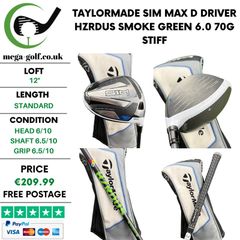 Taylormade Sim Max D Driver / 12 Degree / Hzrdus Smoke Green 6.0 70G Stiff