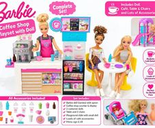 Barbie Coffee Shop Bundle 3 Dolls  Table & Chairs