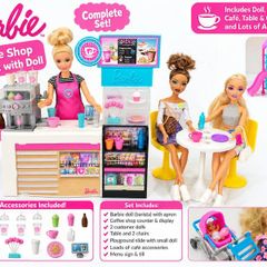 Barbie Coffee Shop Bundle 3 Dolls  Table & Chairs