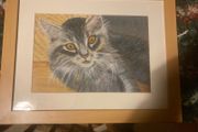 Oil painting cat free postage