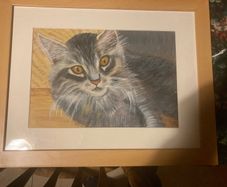 Oil painting cat free postage