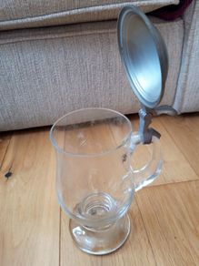 Vintage Glass Beer Stein / Tankard