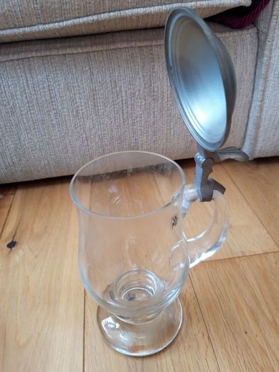 Vintage Glass Beer Stein / Tankard