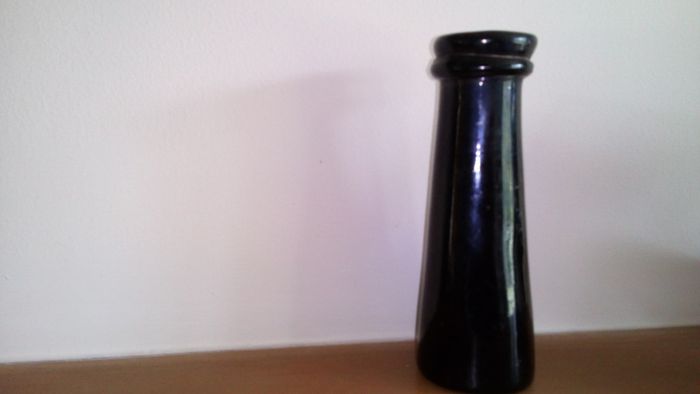 Black Glass Hand Blown Sauce Bottle.