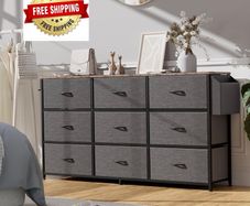 Fabric Chest of Drawers - 9 Drawers Large TV Stand for 43-65