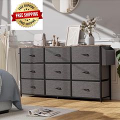 Fabric Chest of Drawers - 9 Drawers Large TV Stand for 43-65