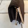 Black Clutch Bag / Crossbody Bag With Gold Trim & Chain. Brand Accessorize. Image 5