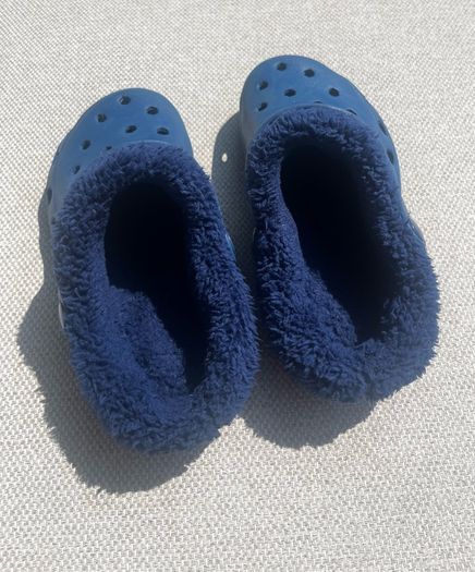 Blue Clogs with Removable Fuzzy Slipper Linings