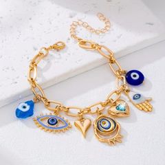 Evil Eye Charm Gold Tone Bracelet