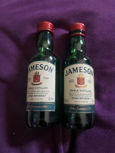 Jameson powers Whiskey gin vodka empty mini bottles