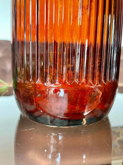 Vintage Amber Ribbed Glass Apothecary Bottle Farmhouse Decor & Medicine or Poison Bottle