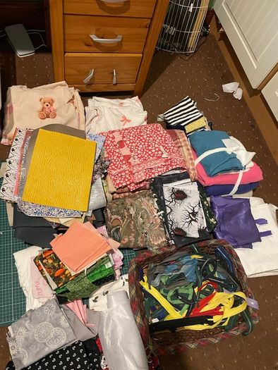 Complete sewing studio/at home business- machines, workstation fabrics and accessories