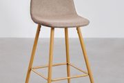3 x SKLUM Glamm High Bar Stools 75cm Taupe Grey / Natural Wood